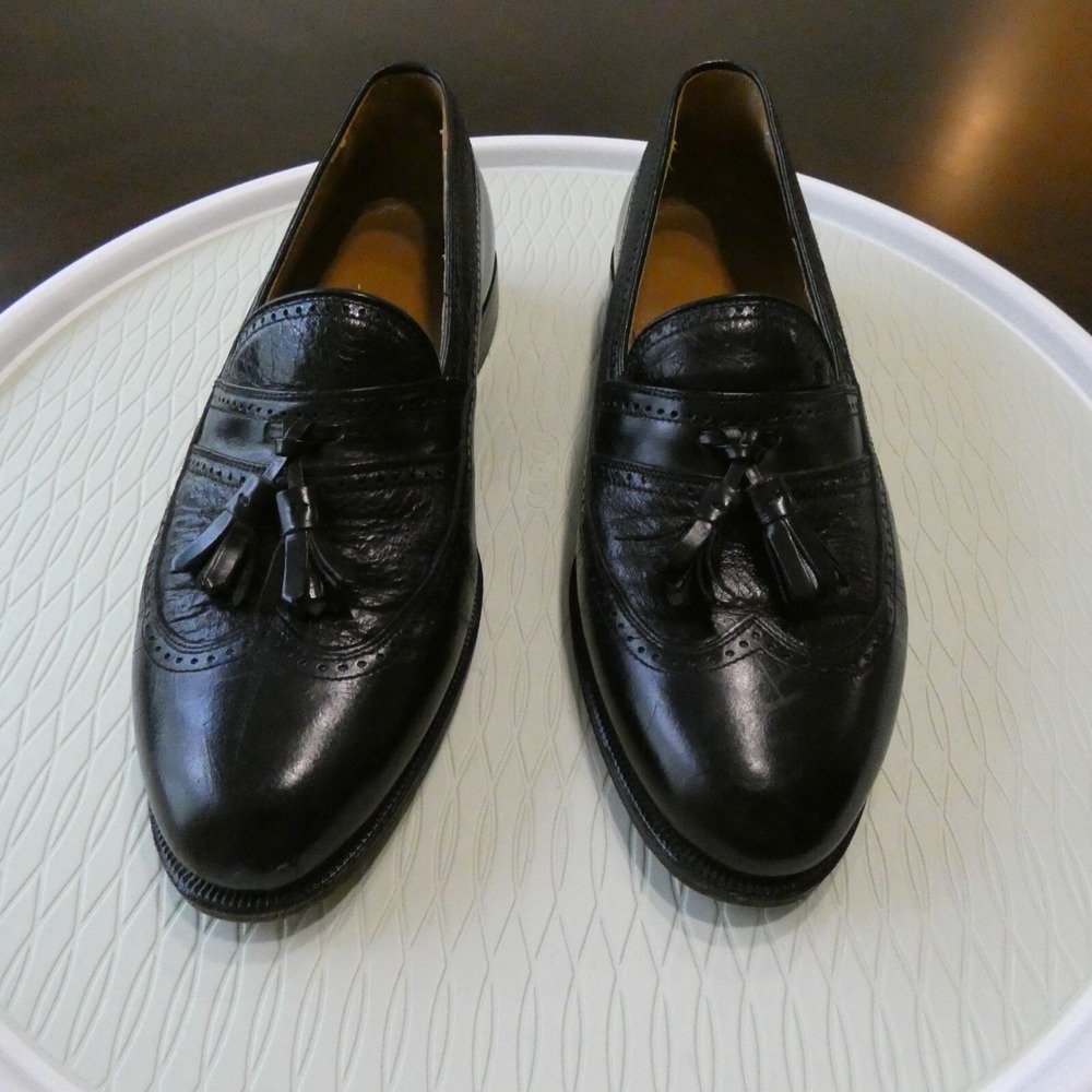 Johnston & Murphy Domani 6921 Men's Tassel Loafers Black Leather Wingtip Shoes - Picture 2 of 10